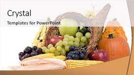  Presentation with fruits and vegetables - Presentation theme with autumn horn of plenty cornucopia background and a  colored foreground