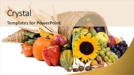 Presentation with frame of fruits and vegetables - Presentation with autumn horn of plenty cornucopia background and a lemonade colored foreground