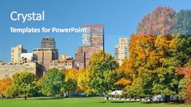  Presentation with new york city - Audience pleasing presentation theme consisting of autumn in new york city backdrop and a teal colored foreground