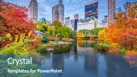  Presentation with part time job during studies - Presentation theme with autumn in new york city background and a ocean colored foreground