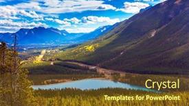  Presentation with river valley - Beautiful presentation theme featuring autumn-in-the-canadian-rockies backdrop and a tawny brown colored foreground