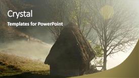  Presentation with foggy - Beautiful PPT layouts featuring autumn in the mountains - rural foggy landscape backdrop and a gray colored foreground