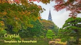  Presentation with tokyo - PPT theme consisting of autumn-in-the-shinjuku-park background and a tawny brown colored foreground