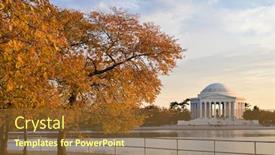  Presentation with fall foliage - Slide set featuring autumn in washington dc - the people jogging at tidal basin with jefferson memorial background in the fall foliage background and a tawny brown colored foreground