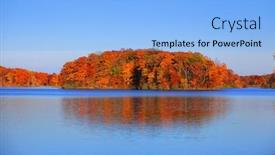  Presentation with autumn blue - Presentation featuring autumn-island-and-its-reflection background and a light blue colored foreground