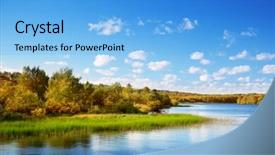  Presentation with mountain lake - Amazing slide deck having autumn lake in north mountain backdrop and a light blue colored foreground