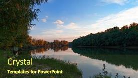  Presentation with autumn blue - Beautiful slide deck featuring autumn-landscape-beautiful-sunset backdrop and a tawny brown colored foreground