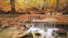  Presentation with nature river - Presentation design with autumn landscape composition of nature river into canyon background and a coral colored foreground