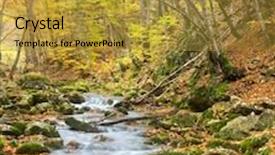  Presentation with nature river - Amazing PPT theme having autumn landscape composition of nature river into canyon backdrop and a gold colored foreground