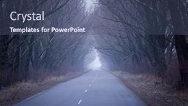  Presentation with forest road - Slide set featuring autumn-landscape-empty-road background and a ocean colored foreground