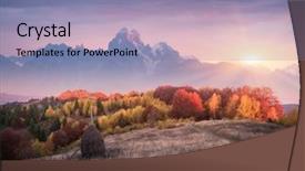  Presentation with dry forest - Colorful slides enhanced with autumn landscape in mountains deciduous backdrop and a seafoam green colored foreground