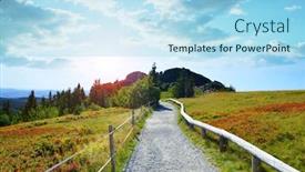  Presentation with mountain top - Cool new slide set with autumn-landscape-in-national-park backdrop and a light blue colored foreground