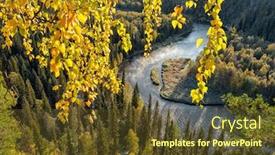  Presentation with river forest - Colorful slides enhanced with autumn-landscape-in-oulanka-national backdrop and a tawny brown colored foreground
