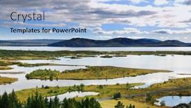  Presentation with national - Presentation design having plate tectonics - autumn landscape in pingvellir national background and a light blue colored foreground