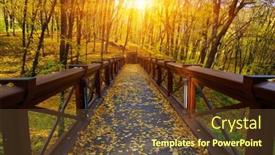  Presentation with forest bridge - Presentation theme with autumn-landscape-in-the-forest background and a tawny brown colored foreground