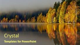  Presentation with reflecting - Colorful slide deck enhanced with autumn-landscape-in-the-mountains backdrop and a tawny brown colored foreground