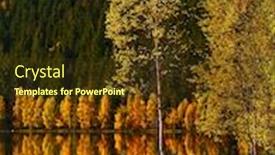  Presentation with reflecting - Presentation theme consisting of autumn-landscape-in-the-mountains background and a tawny brown colored foreground