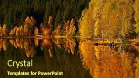  Presentation with reflecting - Audience pleasing presentation consisting of autumn-landscape-in-the-mountains backdrop and a tawny brown colored foreground