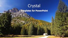  Presentation with autumn - Beautiful theme featuring autumn-landscape-in-val-di backdrop and a ocean colored foreground