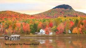  Presentation with autumn - Audience pleasing slide deck consisting of autumn landscape in vermont near backdrop and a coral colored foreground