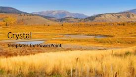  Presentation with natural park yellowstone - Slides having autumn landscape in yellowstone national background and a gold colored foreground