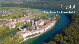  Presentation with monastery - Colorful PPT theme enhanced with autumn landscape nearby rheinau monastery backdrop and a ocean colored foreground