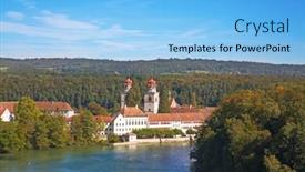 Presentation with monastery - Cool new presentation design with autumn-landscape-nearby-rheinau-monastery backdrop and a light blue colored foreground