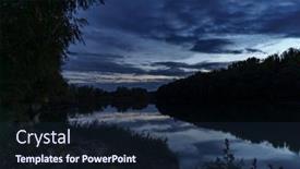  Presentation with dark forest landscape - Slide set having autumn-landscape-nightfall-and-dark background and a navy blue colored foreground