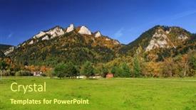  Presentation with poland - Slide set having autumn-landscape-of-the-pieniny background and a gold colored foreground