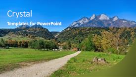  Presentation with poland - Theme having autumn-landscape-of-the-pieniny background and a cobalt blue colored foreground