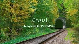  Presentation with railway - Presentation theme featuring autumn-landscape-on-vadu-crisului and a tawny brown colored foreground