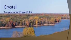  Presentation with river - PPT layouts consisting of autumn landscape over a river background and a light blue colored foreground