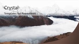  Presentation with fog - Beautiful presentation theme featuring autumn landscape snow on hill backdrop and a white colored foreground