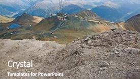  Presentation with railway - Theme featuring autumn landscape surrounding mountain railway background and a gray colored foreground