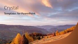  Presentation with dry forest - Cool new theme with autumn landscape with a beautiful sky and clouds stack dry hay in the meadow in a mountain village birch forest on the slopes amazing dawn carpathians ukraine europe backdrop and a lemonade colored foreground