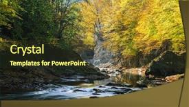  Presentation with river forest - Presentation theme enhanced with autumn landscape with a deciduous background and a tawny brown colored foreground