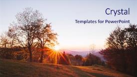  Presentation with mountain view - Cool new PPT theme with autumn landscape with a haystack backdrop and a sky blue colored foreground