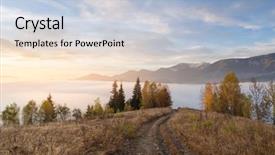  Presentation with autumn morning - Beautiful PPT layouts featuring autumn landscape with a road backdrop and a light blue colored foreground