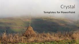  Presentation with autumn morning - Beautiful presentation theme featuring autumn-landscape-with-a-stack backdrop and a  colored foreground