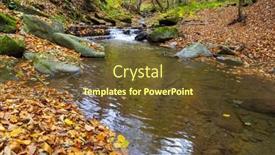  Presentation with autumn - Slide set having autumn-landscape-with-brook background and a tawny brown colored foreground