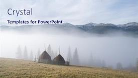  Presentation with autumn morning - Slide deck consisting of autumn-landscape-with-calm-peaceful background and a sky blue colored foreground