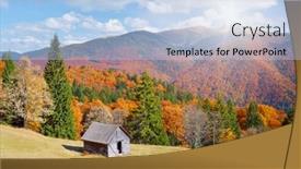  Presentation with hut - Amazing slides having autumn-landscape-with-colorful-forest backdrop and a light blue colored foreground