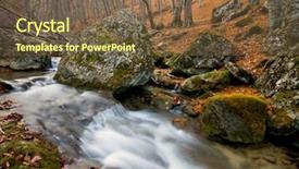  Presentation with mountain stream - Cool new PPT theme with autumn landscape with mountain stream backdrop and a tawny brown colored foreground