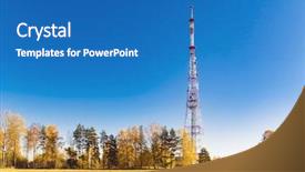  Presentation with radio tower - PPT layouts with autumn landscape with radio background and a teal colored foreground