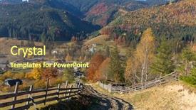  Presentation with rural road - Audience pleasing PPT theme consisting of autumn landscape with rural road backdrop and a tawny brown colored foreground