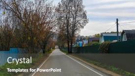  Presentation with russian - Slide deck consisting of autumn landscape with the image of russian village background and a gray colored foreground