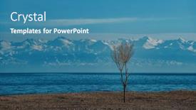  Presentation with lake - PPT theme with autumn-landscape-with-tree background and a teal colored foreground