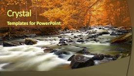  Presentation with river - Colorful PPT theme enhanced with impasse - autumn landscape with trees backdrop and a tawny brown colored foreground