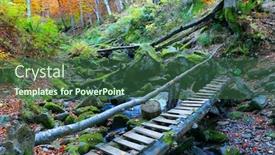  Presentation with forest bridge - Cool new slides with autumn-landscape-with-wooden-bridge backdrop and a ocean colored foreground