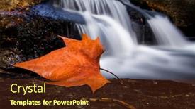  Presentation with waterfall - PPT theme with autumn leaf in a waterfall at the portuguese national park background and a tawny brown colored foreground